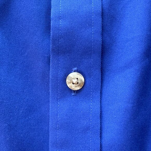 Lands End Blue Short Sleeve Button-Down Shirt Mens XL Regular Fit 100% Cotton - Picture 5 of 8